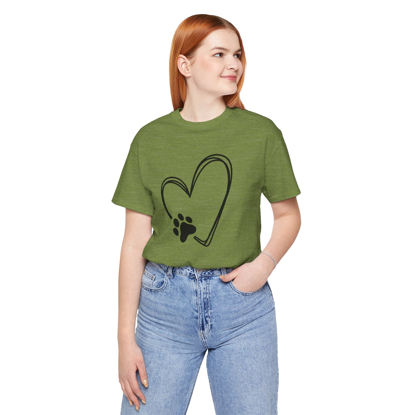 Love Dog Paw Graphic Unisex Short Sleeve Tee - Perfect for Dog Lovers