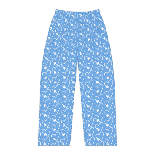 Cozy Paw & Heart Pattern Women's Pajama Pants - Perfect for Relaxing & Gifting - Dog Lovers