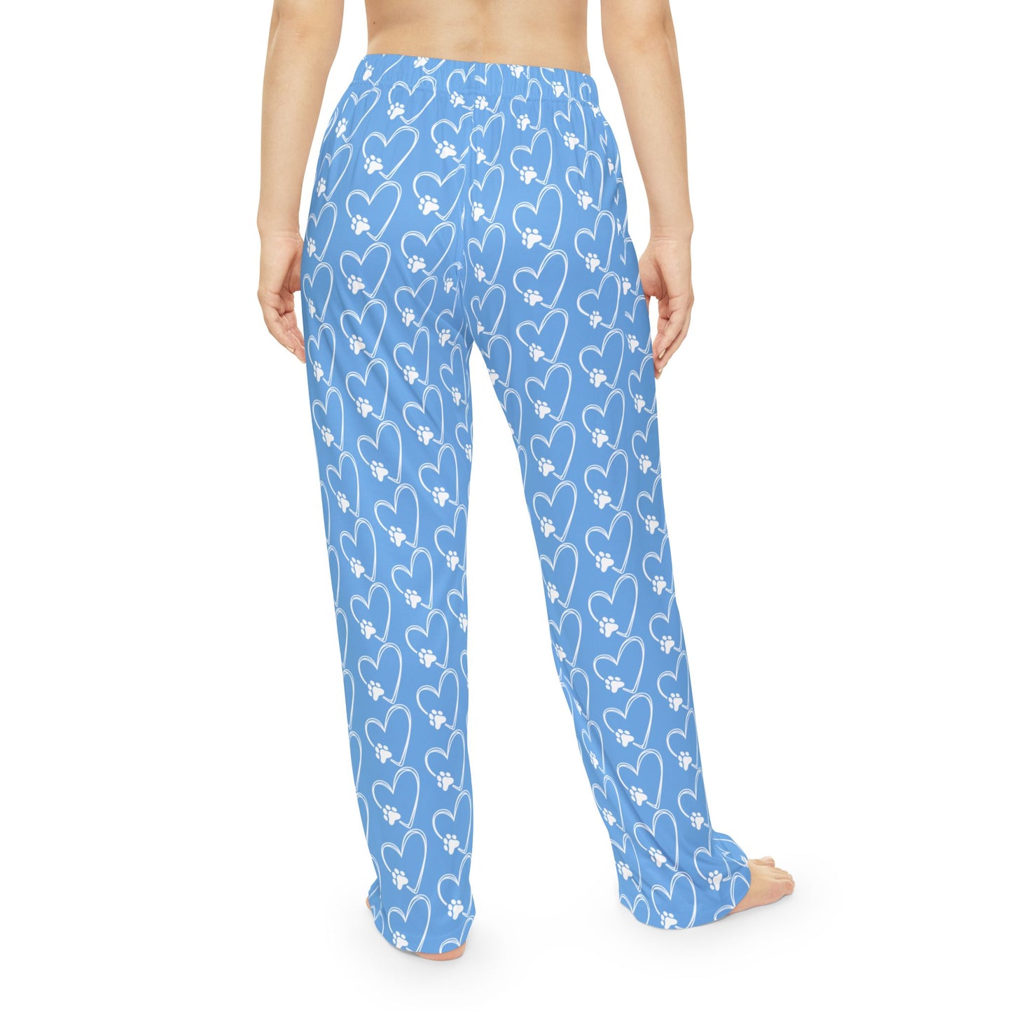 Cozy Paw & Heart Pattern Women's Pajama Pants - Perfect for Relaxing & Gifting - Dog Lovers