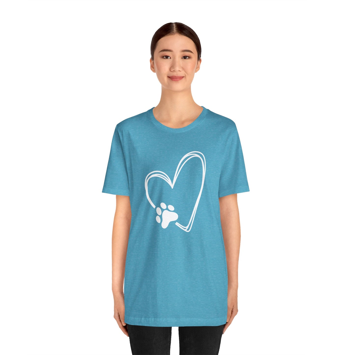 Love Dog Paw Graphic Unisex Short Sleeve Tee - Perfect for Dog Lovers